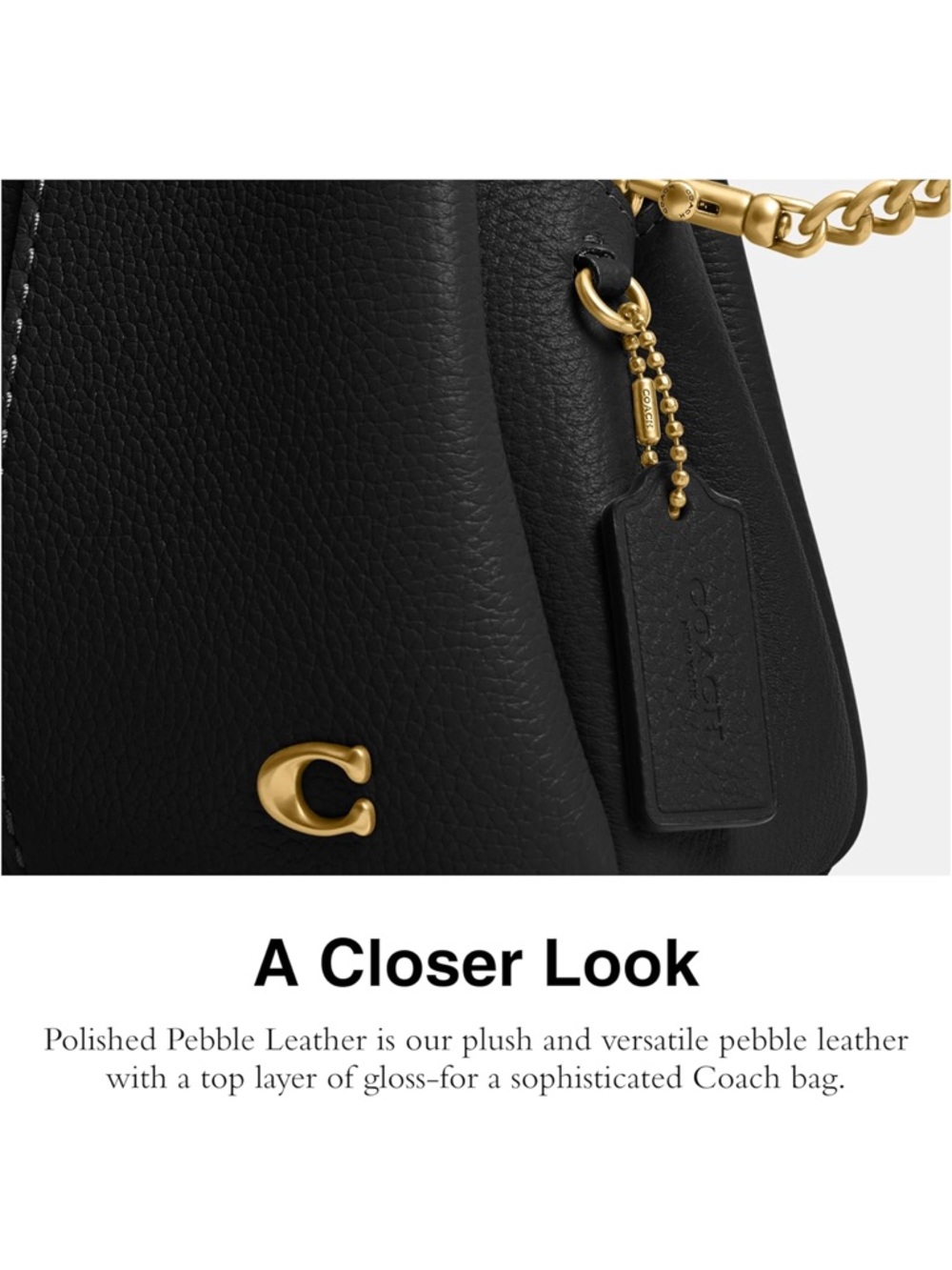 New Coach Black Pebbled Leather Lana 19 Mini Handbag with Gold Accent - Picture 5 of 11